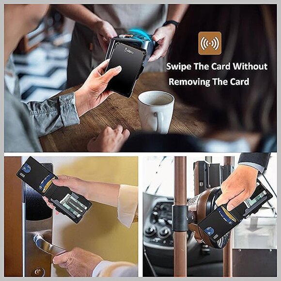 Wallet for Men - with Money Clip Slim Leather Slots , Ink - Picture 4 of 6